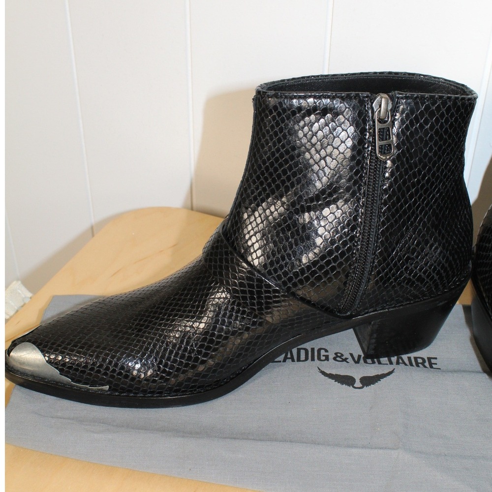 Zadig & Voltaire Women's Black Tylow Ankle Mirror Leather Boots Size 41 NIB - Picture 8 of 12
